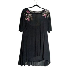 Lane Bryant Floral Embroidered Mesh Overlay Dress, Size 14/16